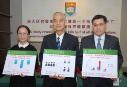 香港大學李嘉誠醫學院公共衞生學院聯同衞生署於全港18個長者健康中心進行一項長達近11年的追踪研究發現，在65歲或以上吸煙長者中，每2個至少有1個因吸煙而死亡。